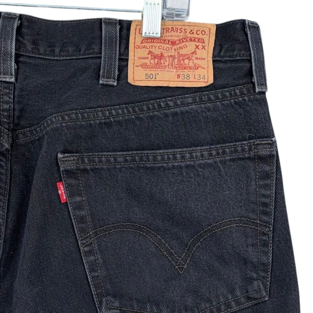 Levi's 501 Mens Black Straight Leg‎ Button Fly Jeans W38 L34